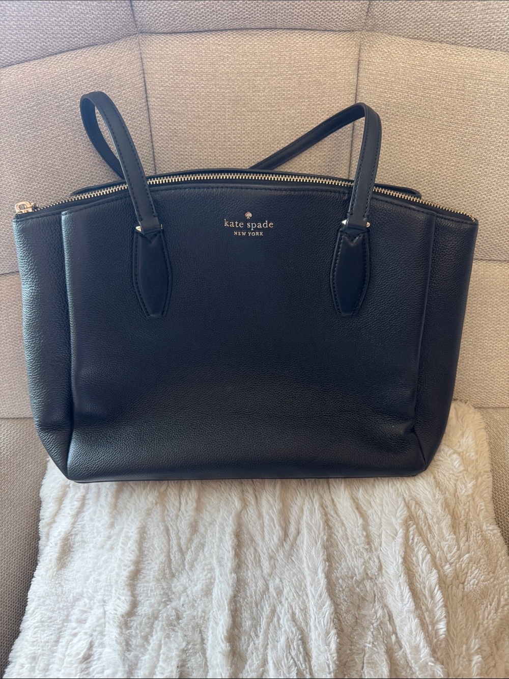 Kate Spade Monet Large Triple Compartment Tote Bag (Black)